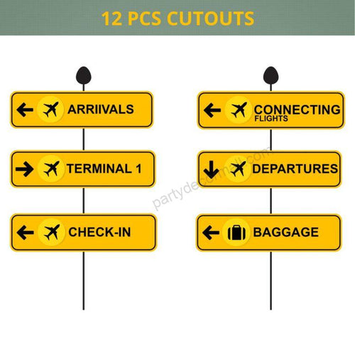 Load image into Gallery viewer, Airports Sign Boards Cut Outs (12 Pcs)
