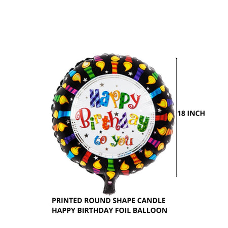 Printed Round Shape Candle Happy Birthday Foil Balloon