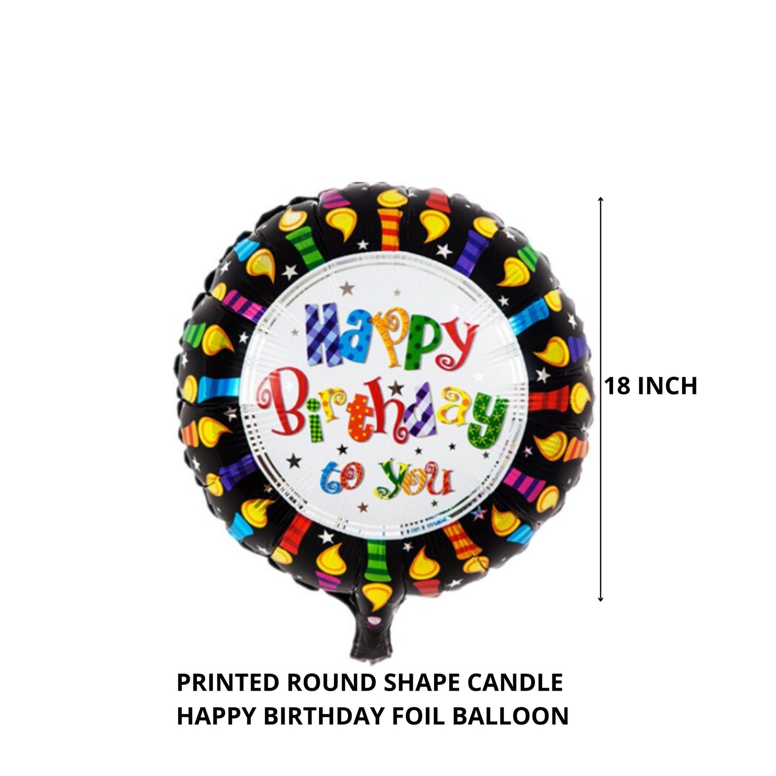 Printed Round Shape Candle Happy Birthday Foil Balloon