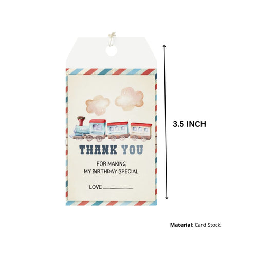 Load image into Gallery viewer, Train Theme Birthday Favour Tags (2 x 3.5 inches/250 GSM Cardstock/Multicolour/30Pcs)
