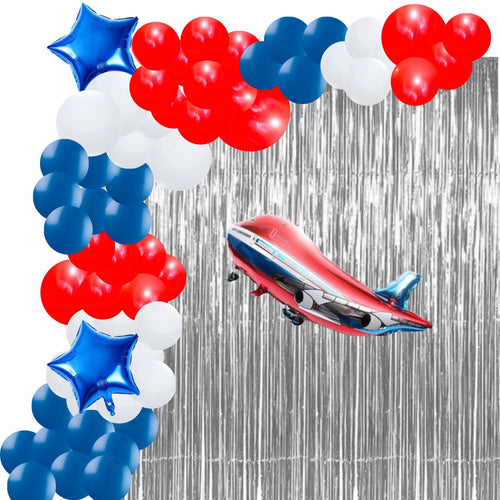 Load image into Gallery viewer, Red Aeroplane Theme Birthday Balloon Decoration DIY Kit (67 Pcs)

