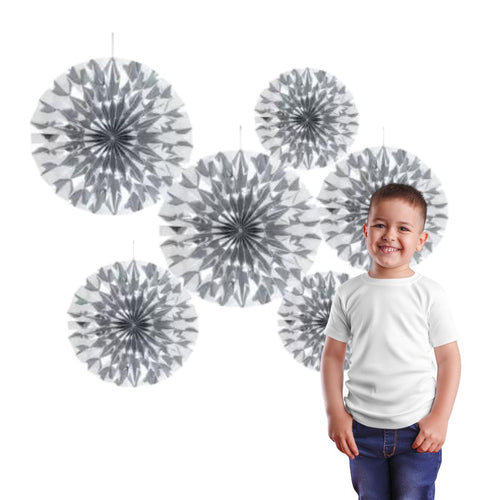 Load image into Gallery viewer, Silver Paper Fan Decoration for Birthday Decoration, Birthday Party, Wall Decoration, Hanging Decoration
