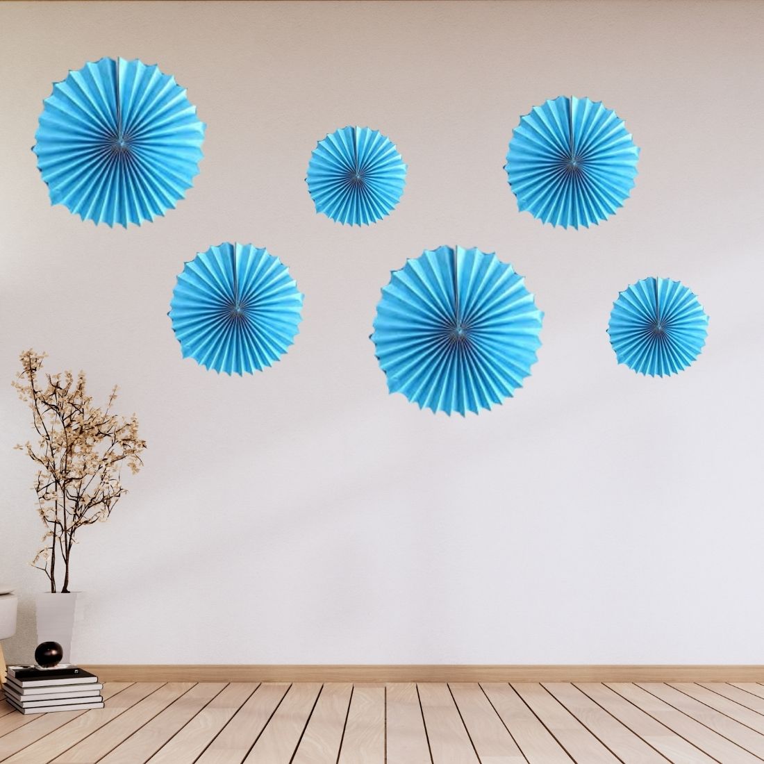 Blue Paper Fan Decoration for Birthday Decoration, Birthday Party, Wall Decoration, Hanging Decoration