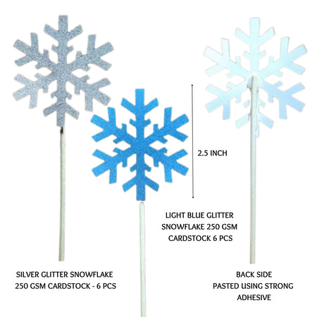 20 Pcs Silver &amp; Light Blue Cardstock Cake &amp; Cupcake Toppers for Christmas &amp; Frozen Princess Birthday Themes