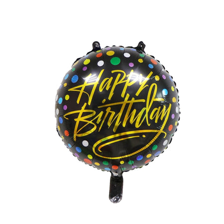 Printed Round Shape Golden Happy Birthday Foil Balloon