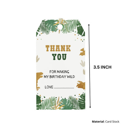 Dinosaur Theme Birthday Favour Tags (2 x 3.5 inches/250 GSM Cardstock/Multicolour/30Pcs)