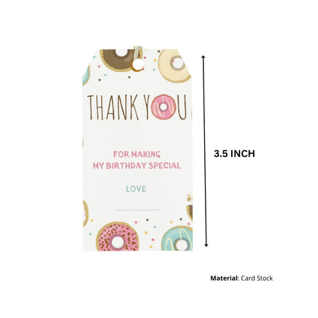 Doughnut Theme Birthday Favour Tags (2 x 3.5 inches/250 GSM Cardstock/Multicolour/30Pcs)
