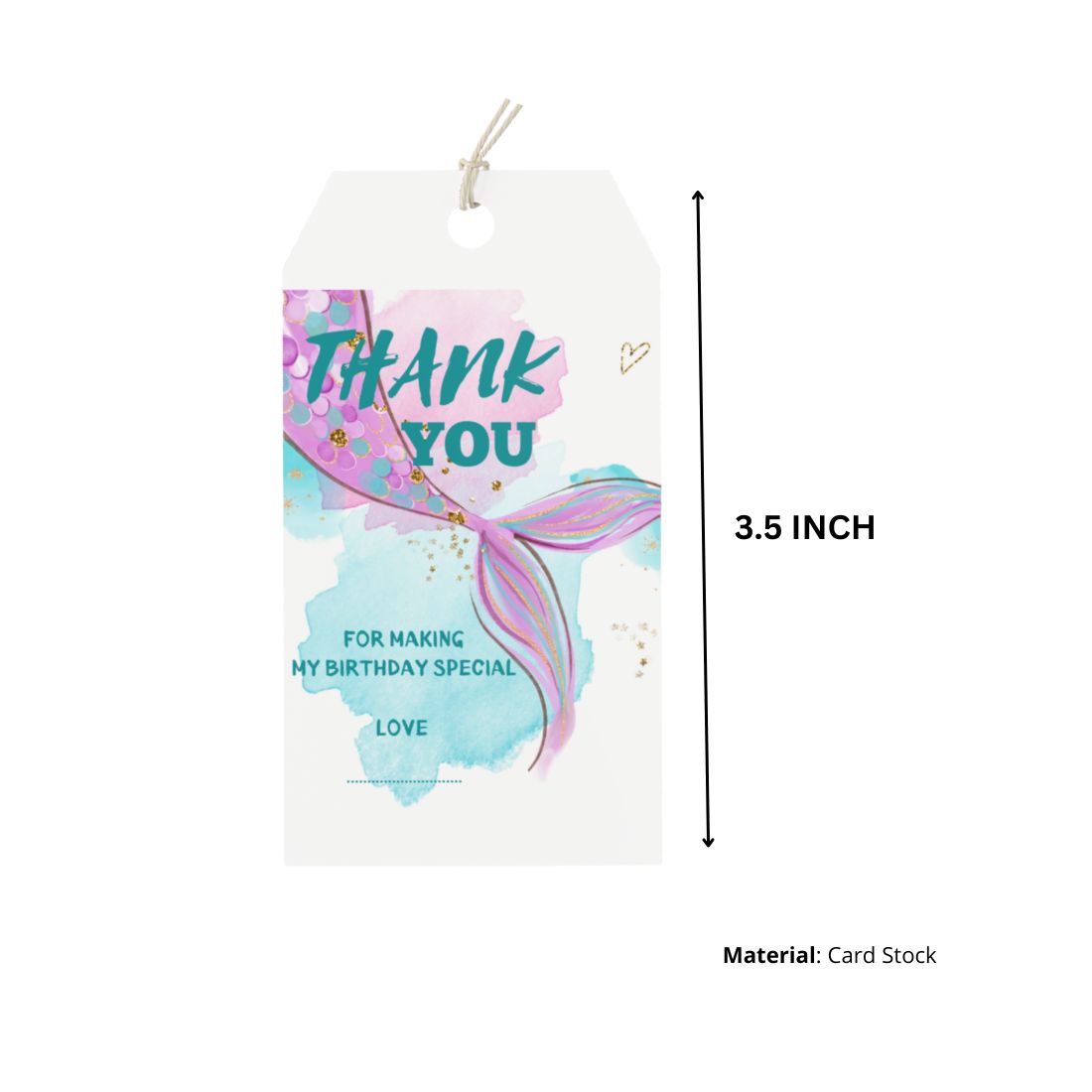 Mermaid Theme Birthday Favour Tags (2 x 3.5 inches/250 GSM Cardstock/Multicolour/30Pcs)