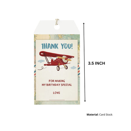 Aeroplane Theme Birthday Favour Tags (2 x 3.5 inches/250 GSM Cardstock/Multicolour/30Pcs)