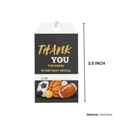 Load image into Gallery viewer, Sports Theme Birthday Favour Tags (2 x 3.5 inches/250 GSM Cardstock/Multicolour/30Pcs)
