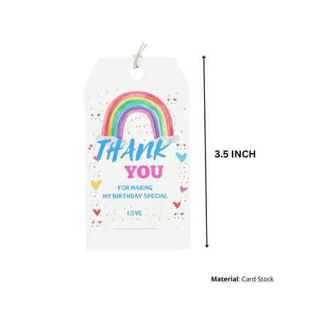 Rainbow Theme Birthday Favour Tags (2 x 3.5 inches/250 GSM Cardstock/Multicolour/30Pcs)
