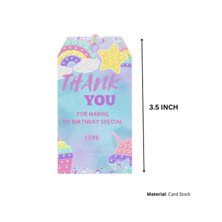 Pop It Theme Birthday Favour Tags (2 x 3.5 inches/250 GSM Cardstock/Multicolour/30Pcs)