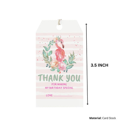 Flamingo Theme Birthday Favour Tags (2 x 3.5 inches/250 GSM Cardstock/Multicolour/30Pcs)