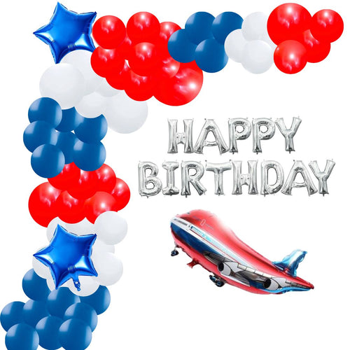 Load image into Gallery viewer, Aeroplane Theme Birthday Balloon Decoration DIY Kit (67 Pcs)
