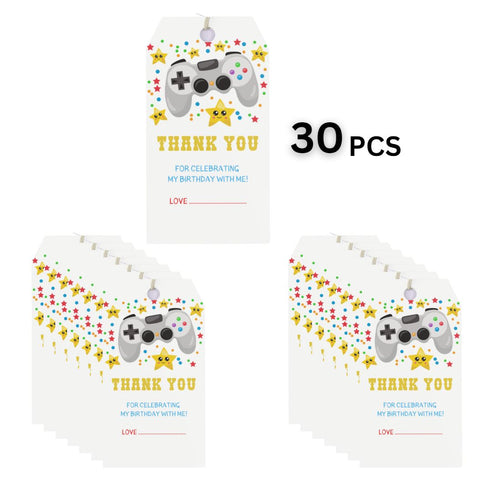 Load image into Gallery viewer, Game On Theme Birthday Favour Tags (2 x 3.5 inches/250 GSM Cardstock/Multicolour/30Pcs)
