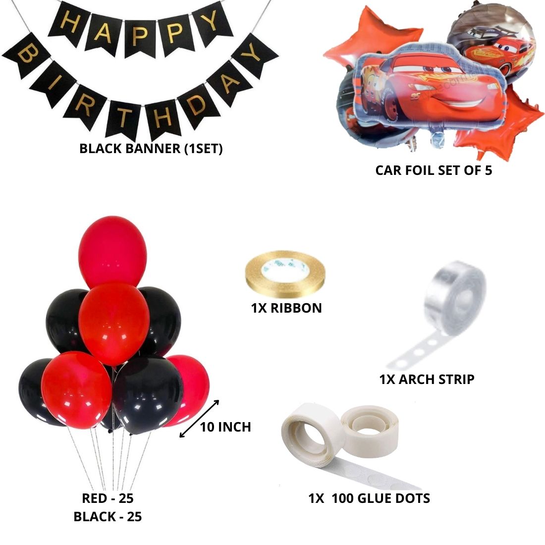 Car Theme Birthday Decoration DIY Kit (59 Pcs)