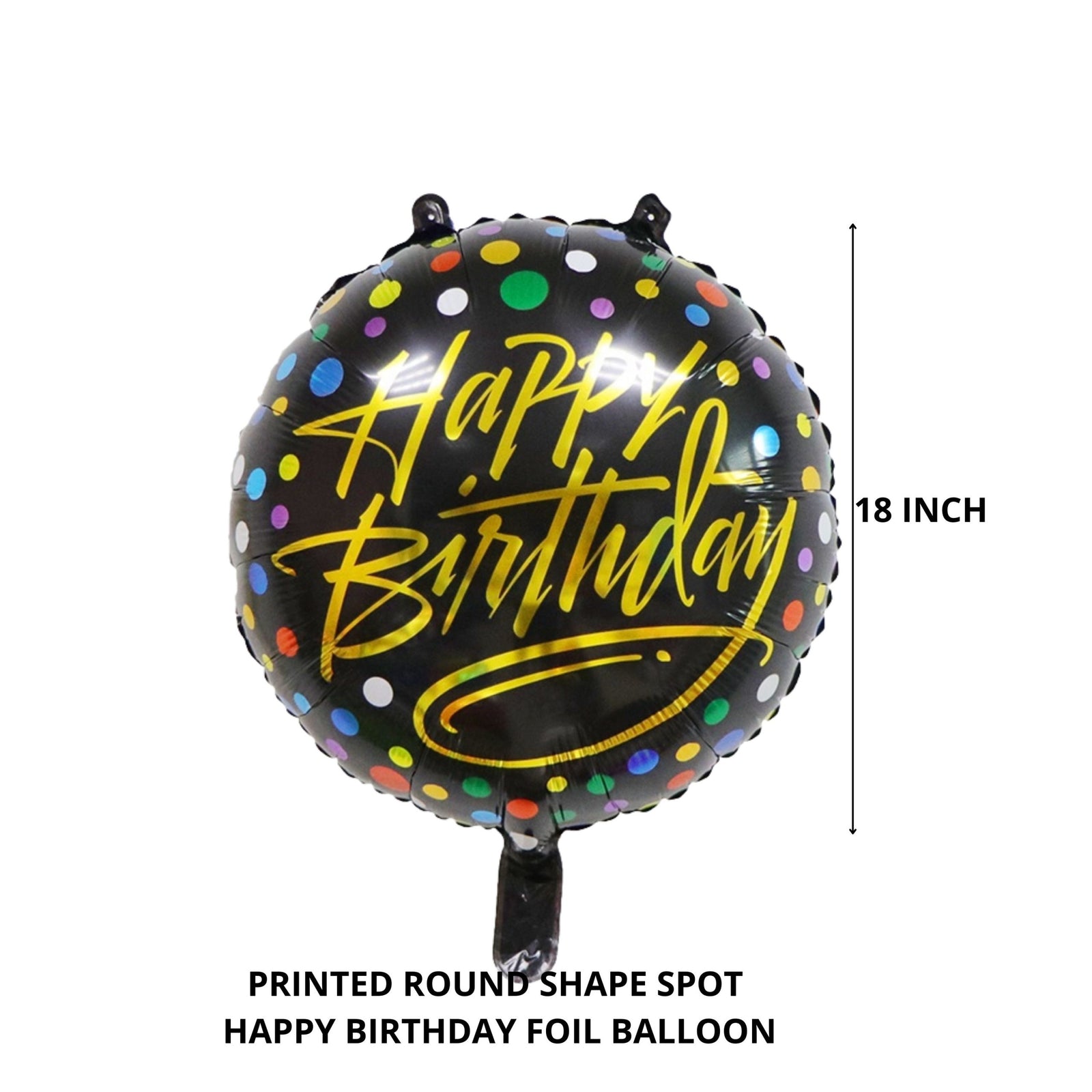Printed Round Shape Golden Happy Birthday Foil Balloon