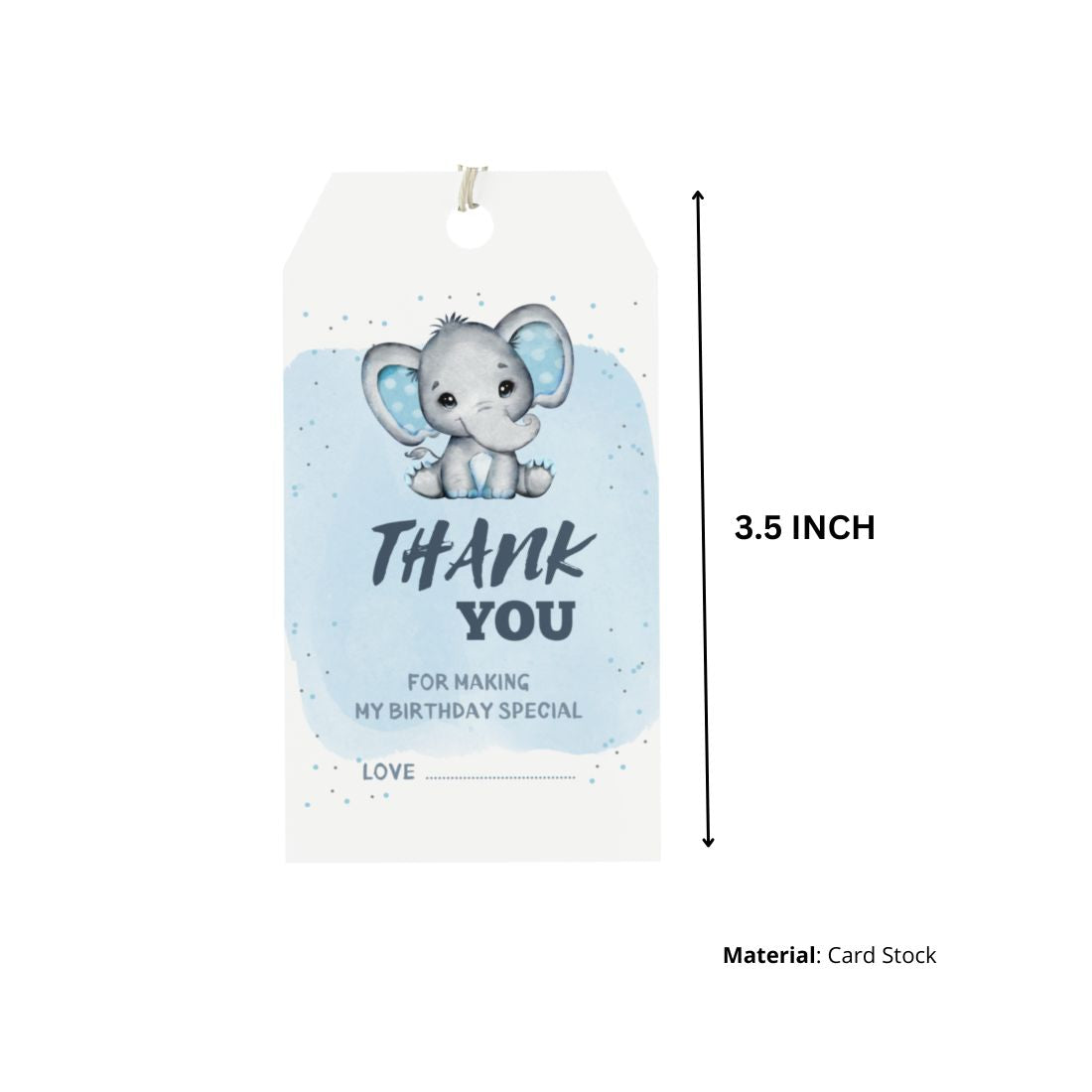 Baby Elephant Boy Theme Birthday Favour Tags (2 x 3.5 inches/250 GSM Cardstock/White, Blue, Grey, Black/30Pcs)