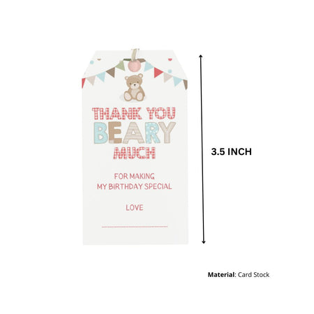 Teddy Bear Theme Birthday Favour Tags (2 x 3.5 inches/250 GSM Cardstock/Multicolour/30Pcs)