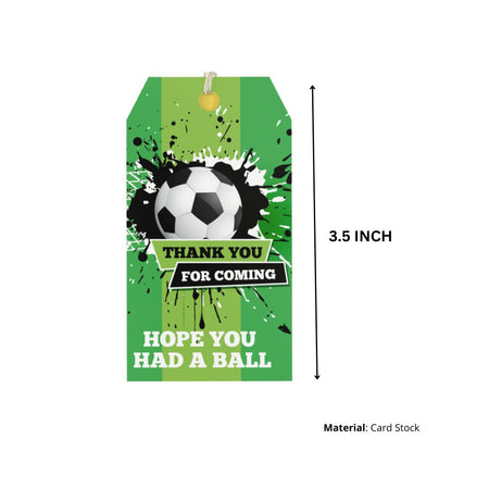 Football Theme Birthday Favour Tags (2 x 3.5 inches/250 GSM Cardstock/Black, White, Green, Dark Green/30Pcs)