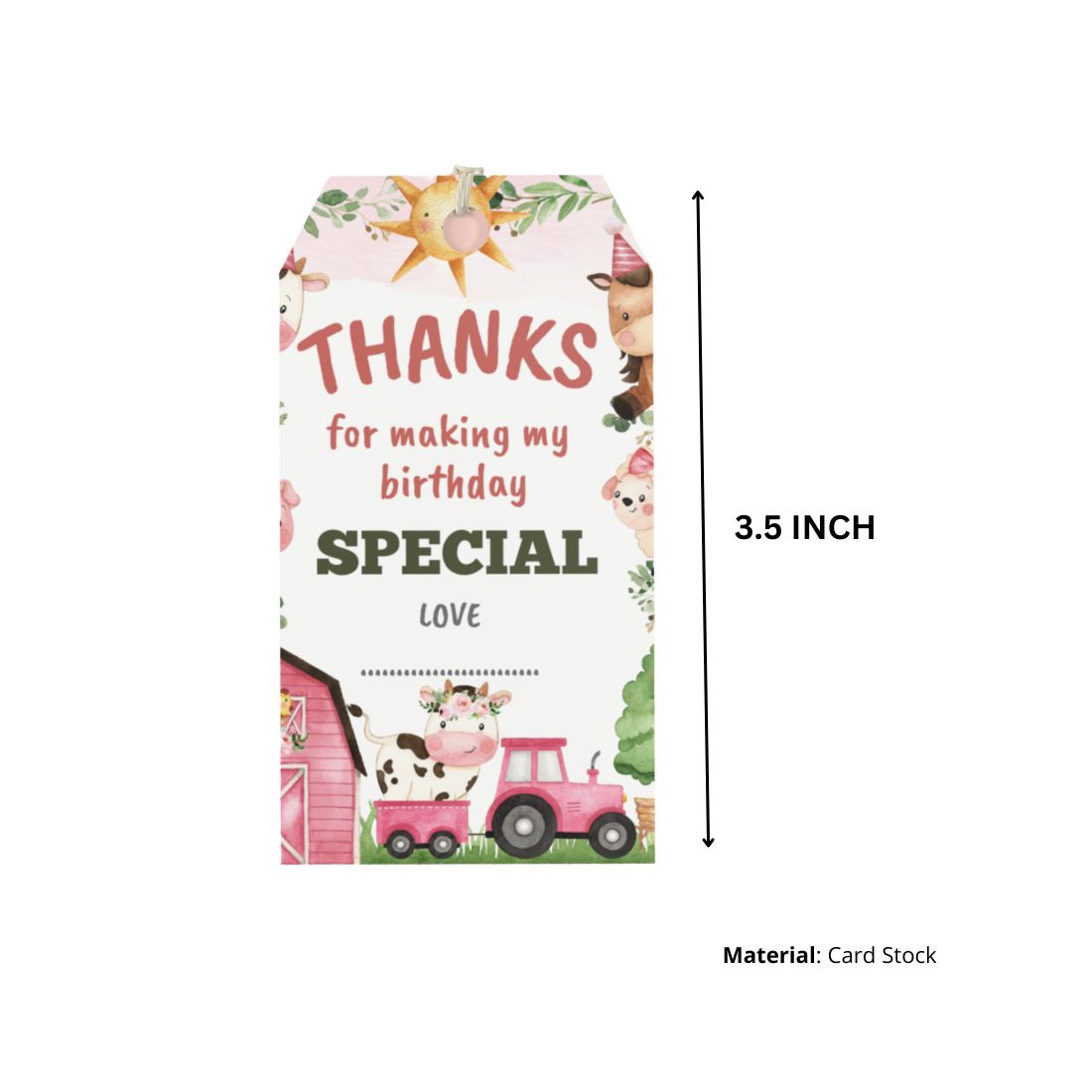 Farm Animals Theme Birthday Favour Tags (2 x 3.5 inches/250GSM cardstock/Multicolour/30Pcs
