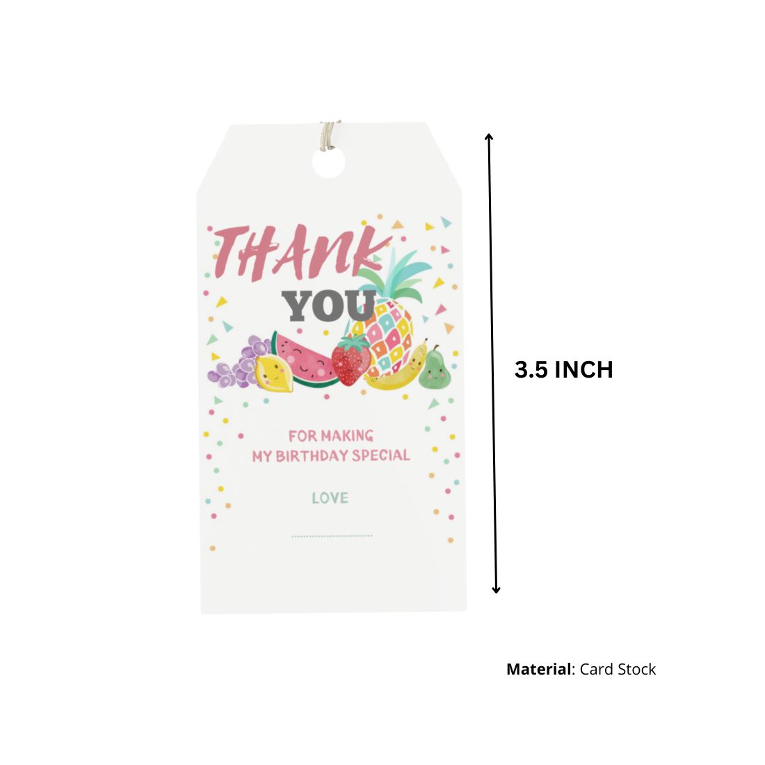 Fruits Theme Birthday Favour Tags (2 x 3.5 inches/250 GSM Cardstock/Multicolour/30Pcs)