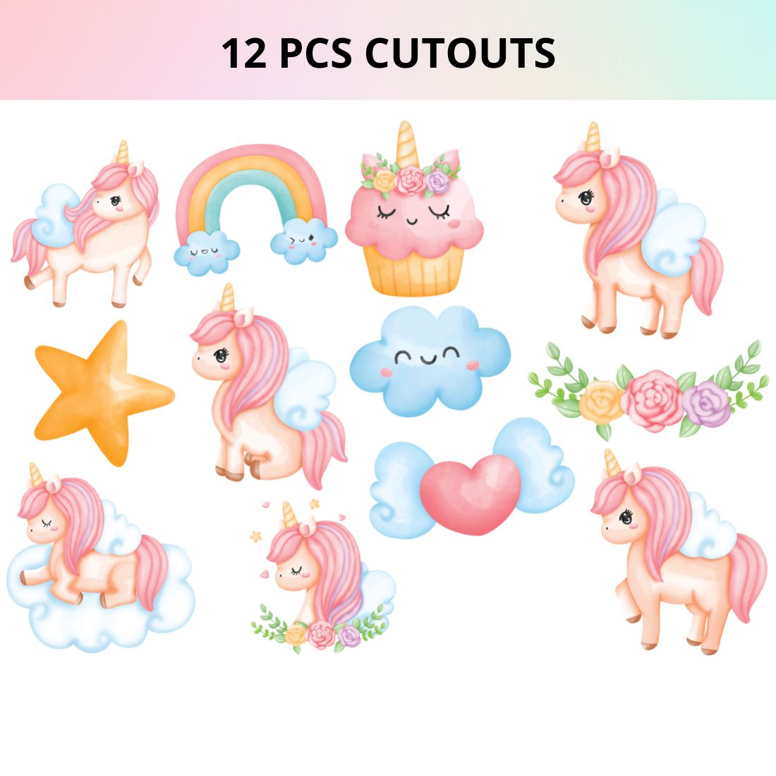 Unicorn Cut Outs (12 Pcs)