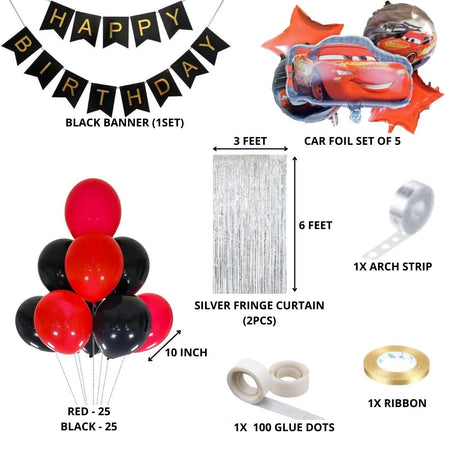 Car Theme Birthday Balloon Decoration DIY Kit (61 Pcs)