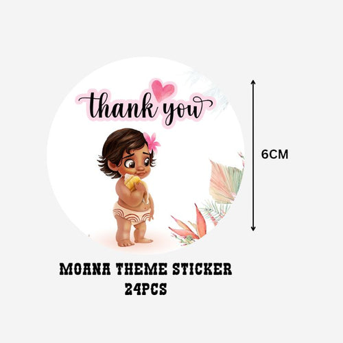 Load image into Gallery viewer, Moana Theme- Return Gift/birthday decor Thankyou Sticker (6 CM/Sticker/Multicolour/24Pcs)
