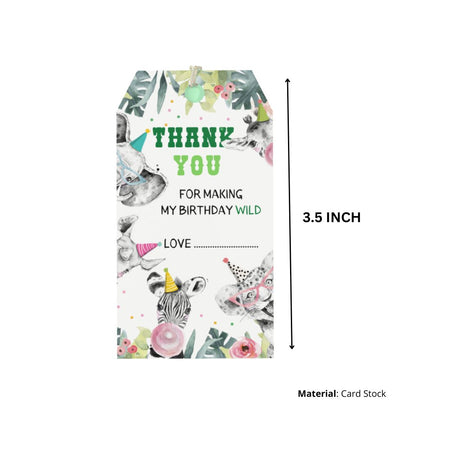 Jungle Theme Birthday Favour Tags (2 x 3.5 inches/250 GSM Cardstock/Multicolour/30Pcs)
