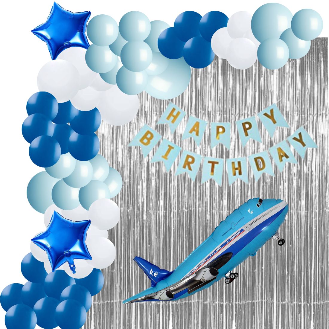 Aeroplane Theme Birthday Balloon Decoration DIY Kit (69 Pcs)