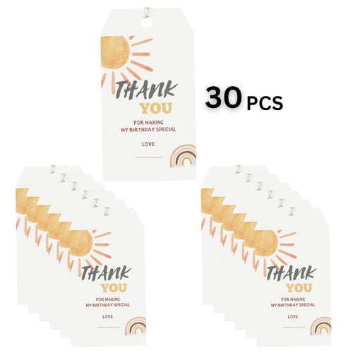 Load image into Gallery viewer, Sunsine Theme Birthday Favour Tags (2 x 3.5 inches/250 GSM Cardstock/Multicolour/30Pcs)
