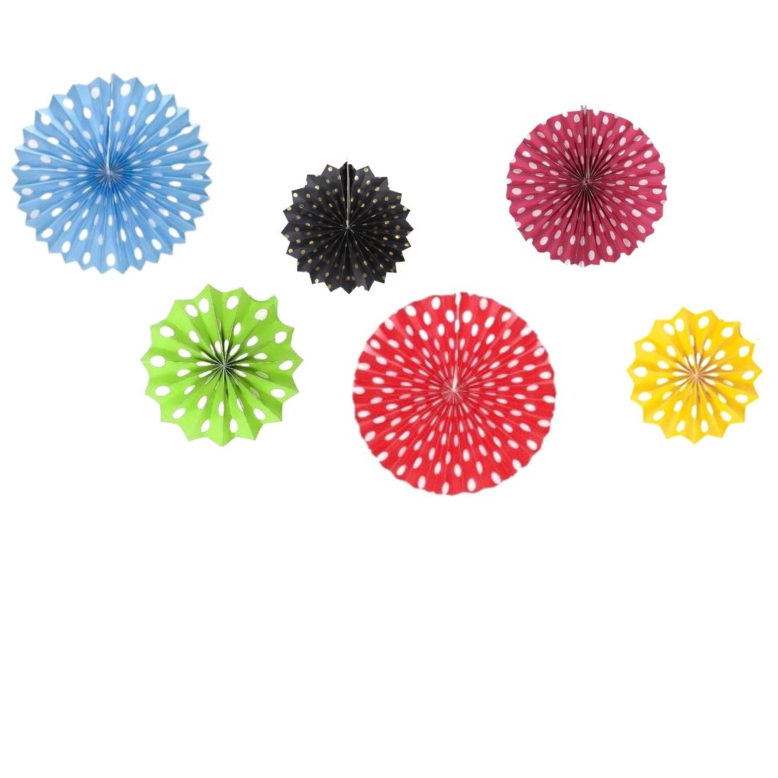 Paper Fan Mix Color Polkadot Decoration for Birthday Decoration, Birthday Party, Wall Decoration, Hanging Decoration