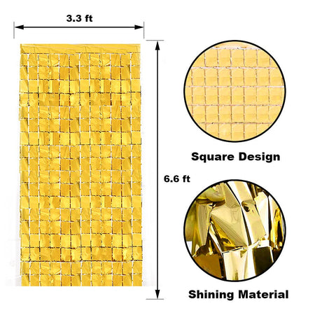 Gold Foil Sequin Curtains For Birthday Decoration Foil Curtain, Anniversary Decoration Items For Home, Bachelorette, Bridal Shower (Set of 2)