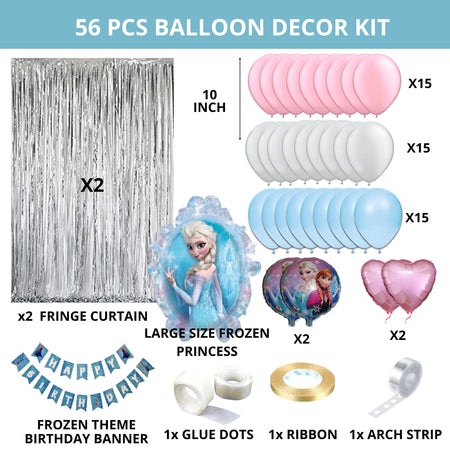Frozen Theme Birthday Decoration for Girls 56 Pcs – Princess Elsa Birthday Party Decorations – Frozen Birthday Decorations for Girls