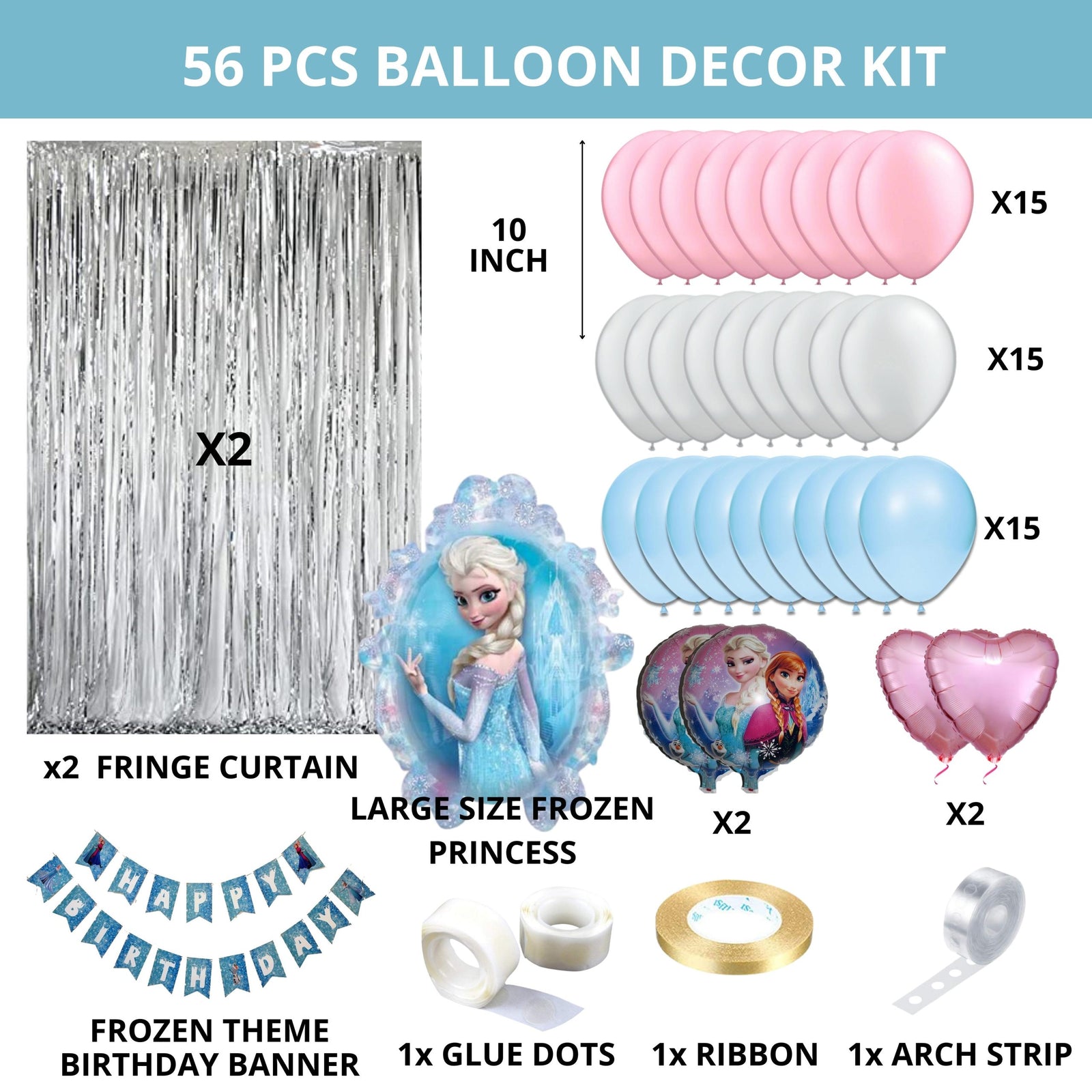 Unicorn Theme Birthday Decorations Items Combo - 56 Pcs Kit ( free shipping  ) US