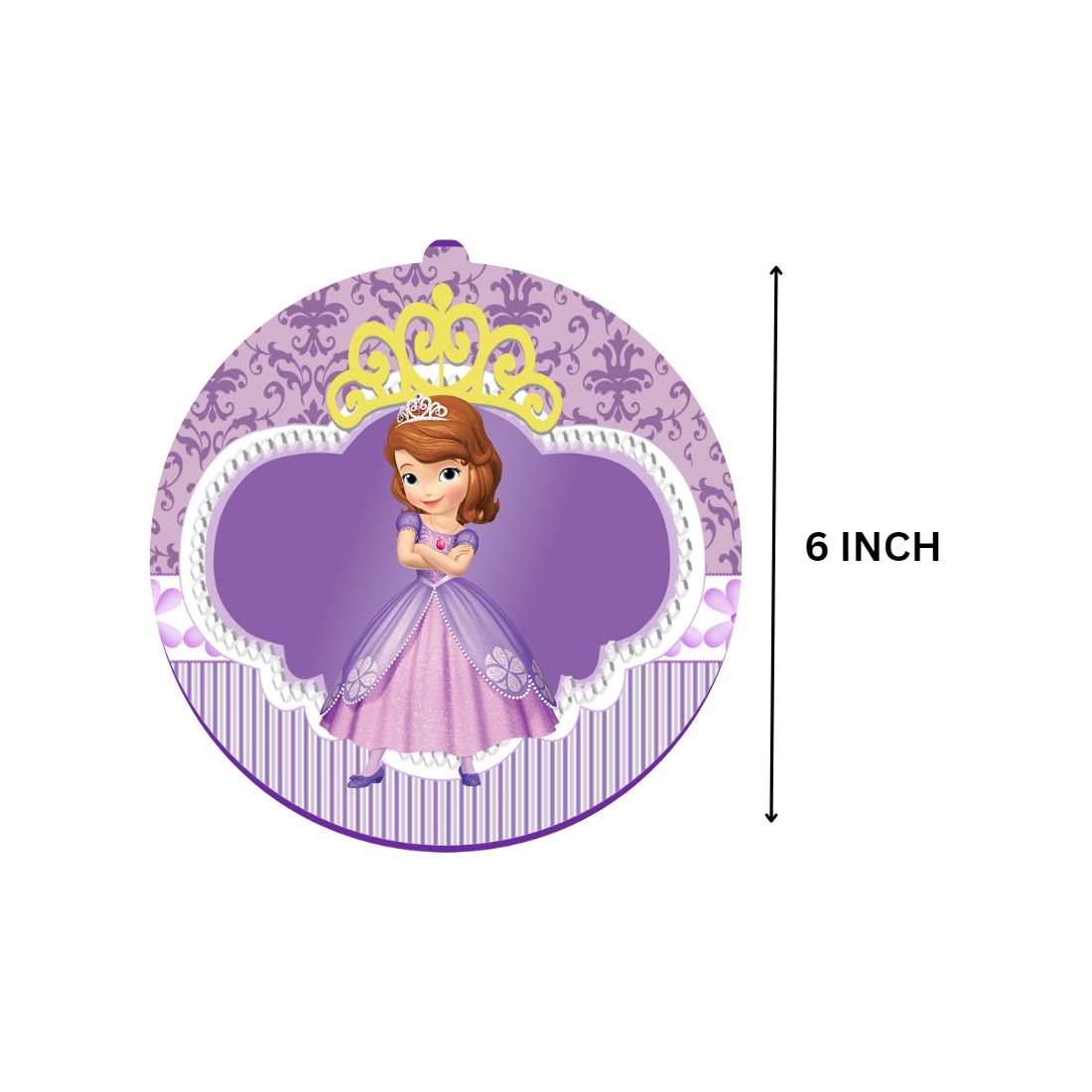 Sofia Theme Model 2 Birthday Kits - (6 Inches/250 GSM Cardstock/Purple , White & Pink/54Pcs)