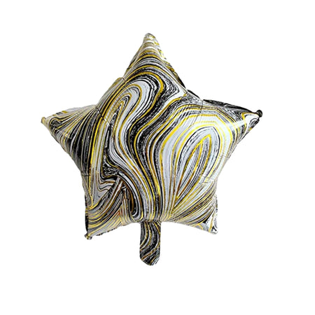 Black Marble Star 18″ inch Foil Balloon for Happy Birthday Party, Anniversary & Valentine Day