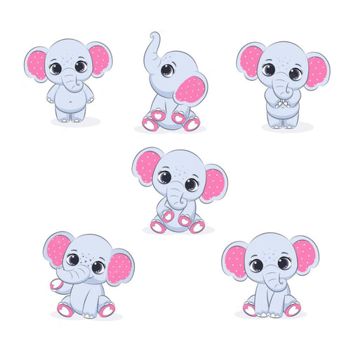 Load image into Gallery viewer, Baby Elephant Girl Cut Outs (12 Pcs)
