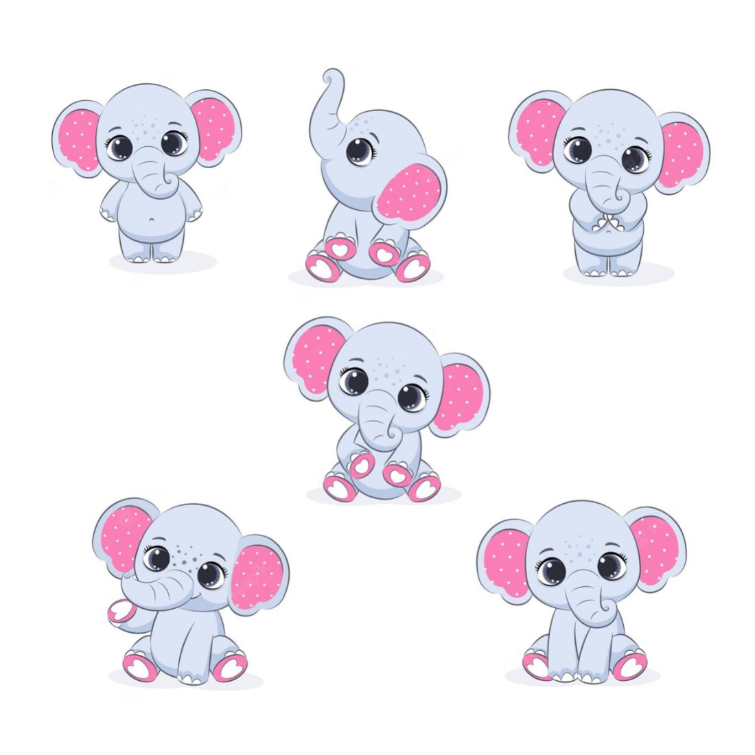 Baby Elephant Girl Cut Outs (12 Pcs)