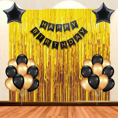 26PCS Happy Birthday Black & Metallic Gold Balloon Decor Kit