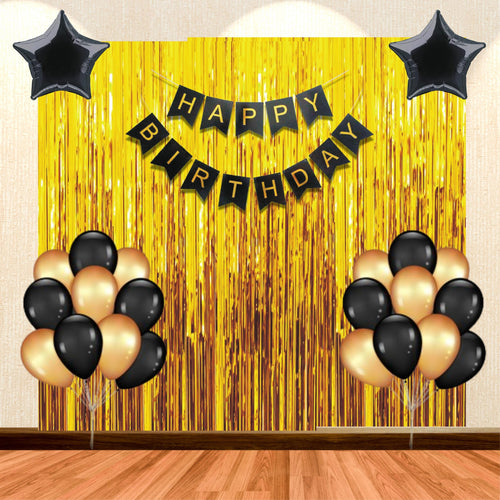 Load image into Gallery viewer, 26PCS Happy Birthday Black &amp; Metallic Gold Balloon Decor Kit
