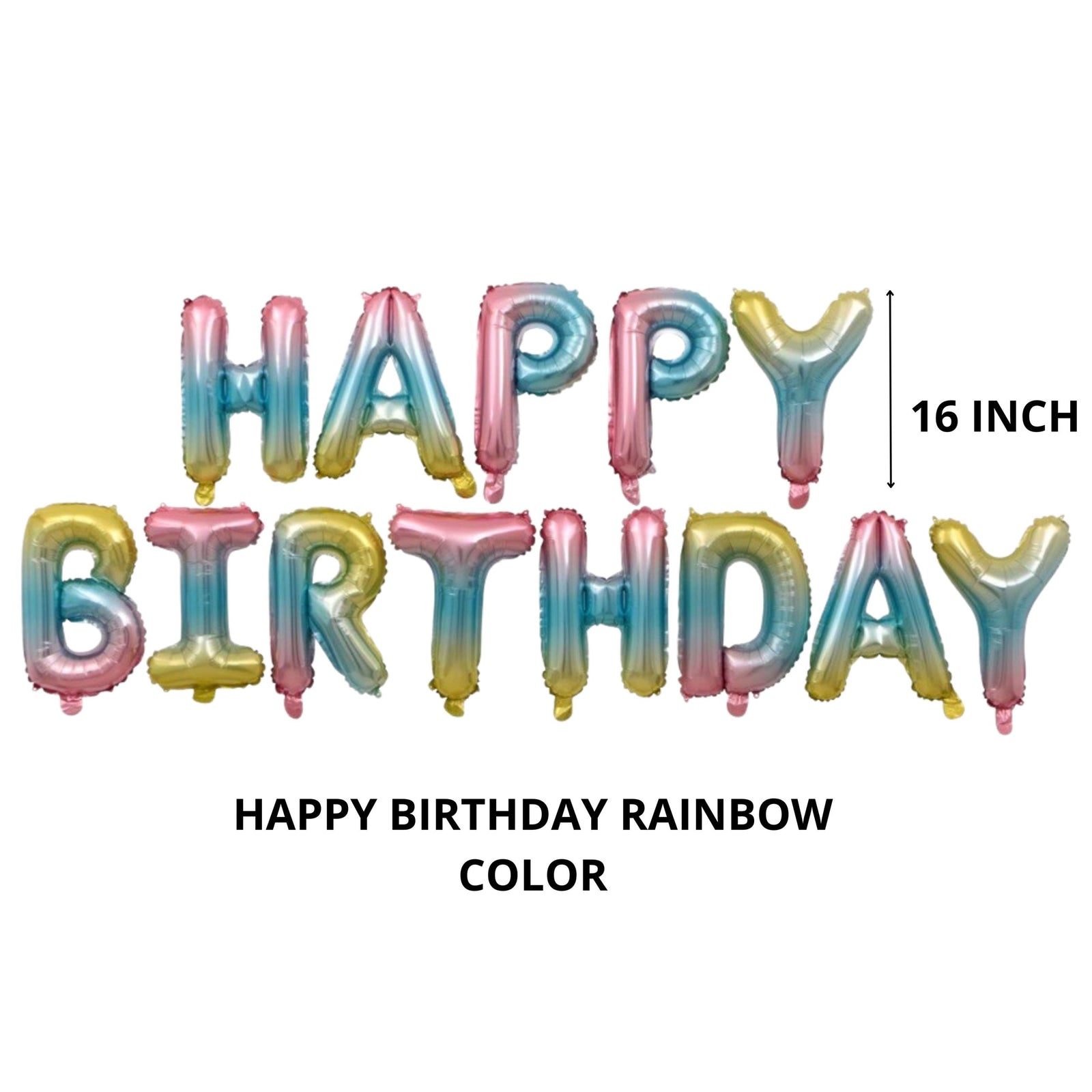 Party Decor Mall – Happy Birthday 13 Letters Set Foil Balloon (Rainbow)