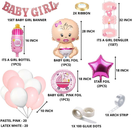 Baby Girl Theme Birthday Decoration DIY Kit (51 Pcs)