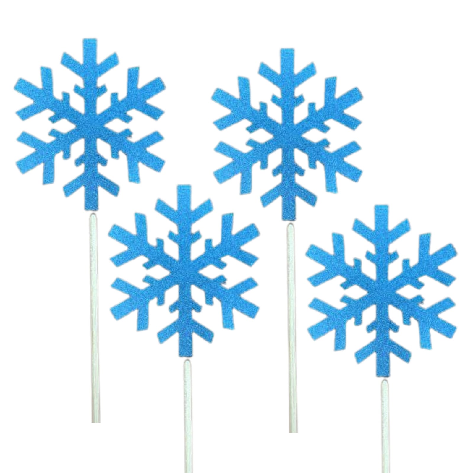 20 Pcs Silver &amp; Light Blue Cardstock Cake &amp; Cupcake Toppers for Christmas &amp; Frozen Princess Birthday Themes