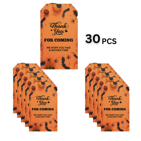 Halloween Theme Party Favour Tags - (3.5 Inches/250 GSM Cardstock/Orange, Black , & Yellow/30 Pcs)