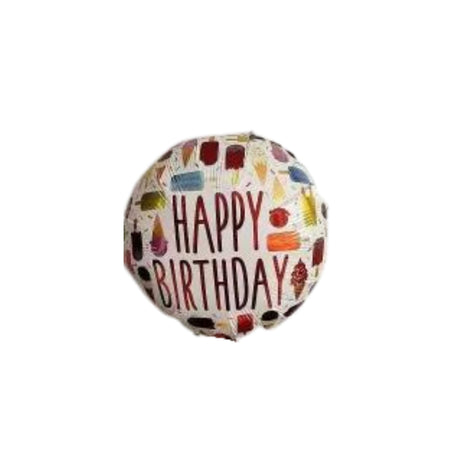 Printed Round Shape Ice Cream Happy Birthday Foil Balloon