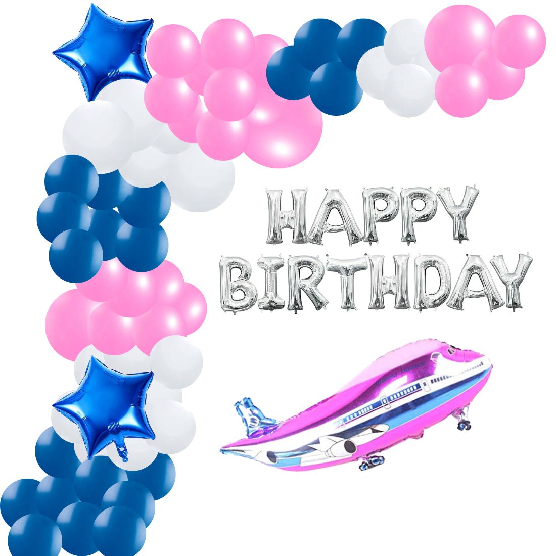 Pink Aeroplane Theme Birthday Decoration DIY Kit (67 Pcs)