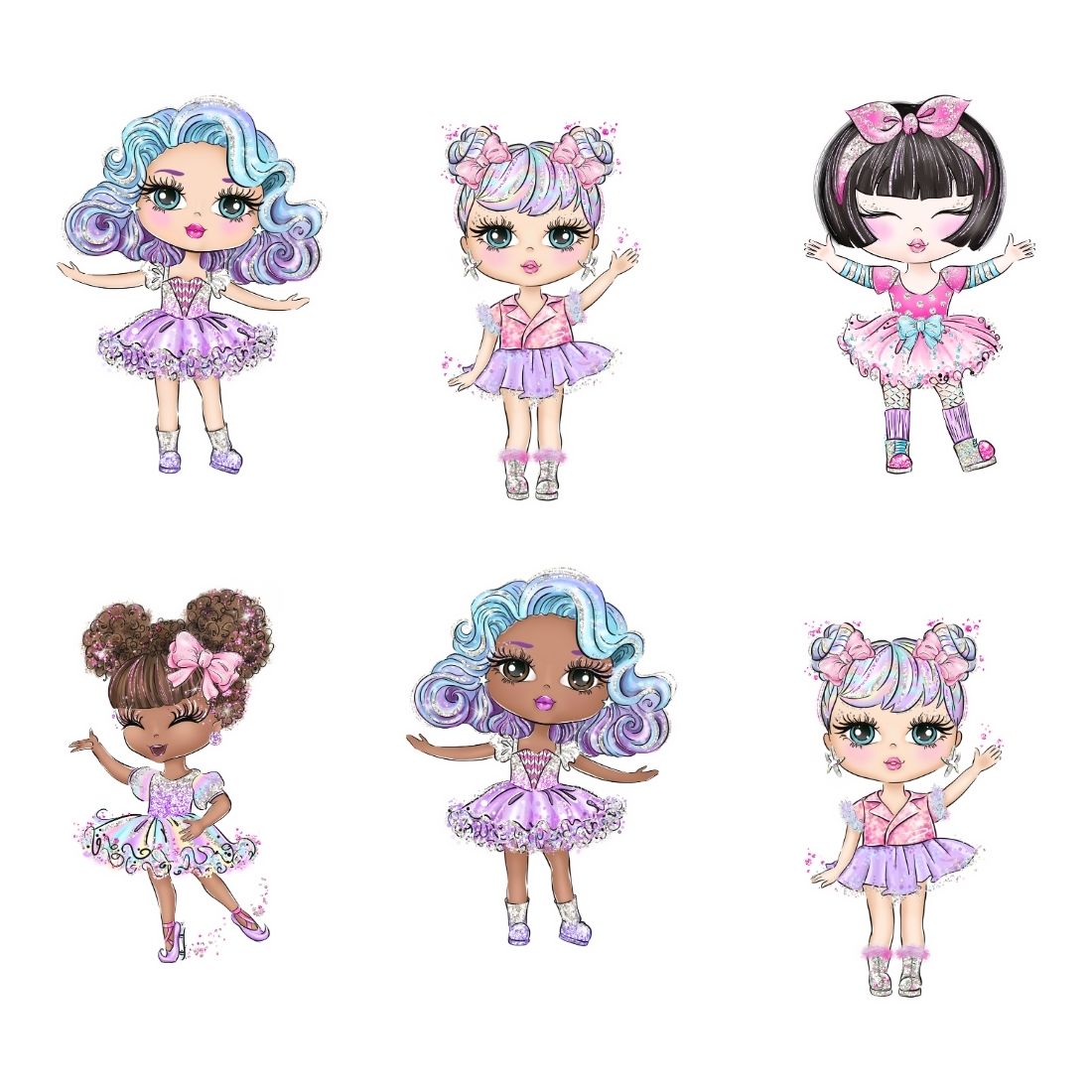 Lol Doll Theme Cutout (6 inches/250 GSM Cardstock/Mixcolour/12Pcs)