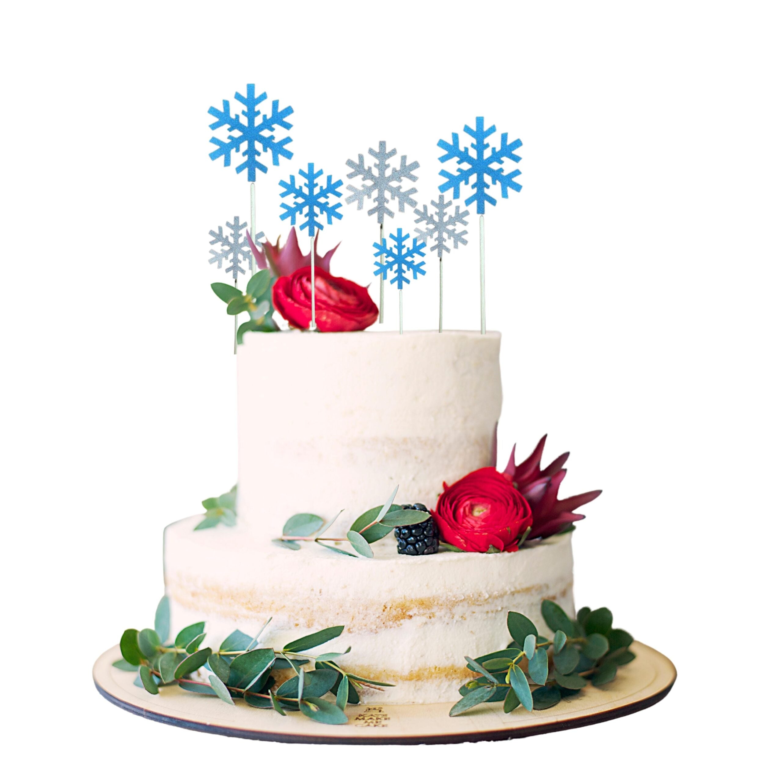 20 Pcs Silver &amp; Light Blue Cardstock Cake &amp; Cupcake Toppers for Christmas &amp; Frozen Princess Birthday Themes